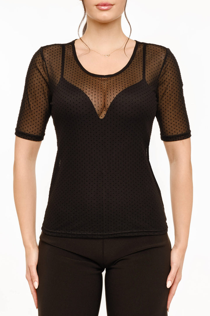 Liberte - Mesh Ss Tshirt, Dot 22011 - Black
