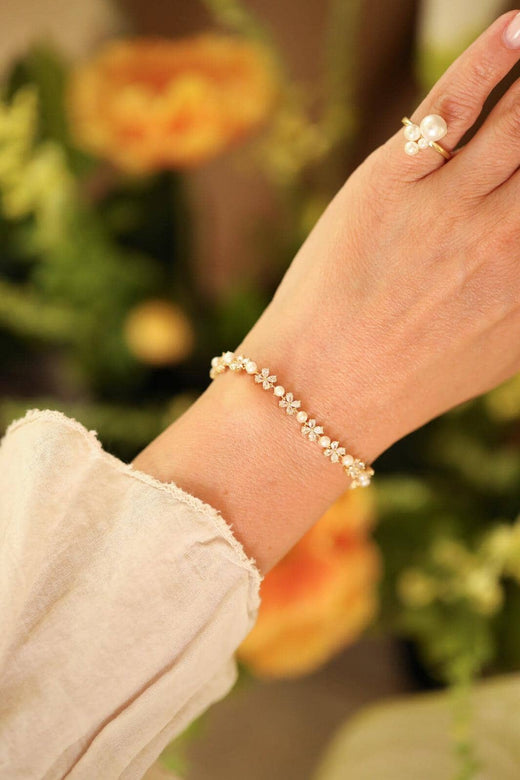 Rooted - Golden Daisy Bracelet - Forgyldt Armbånd 