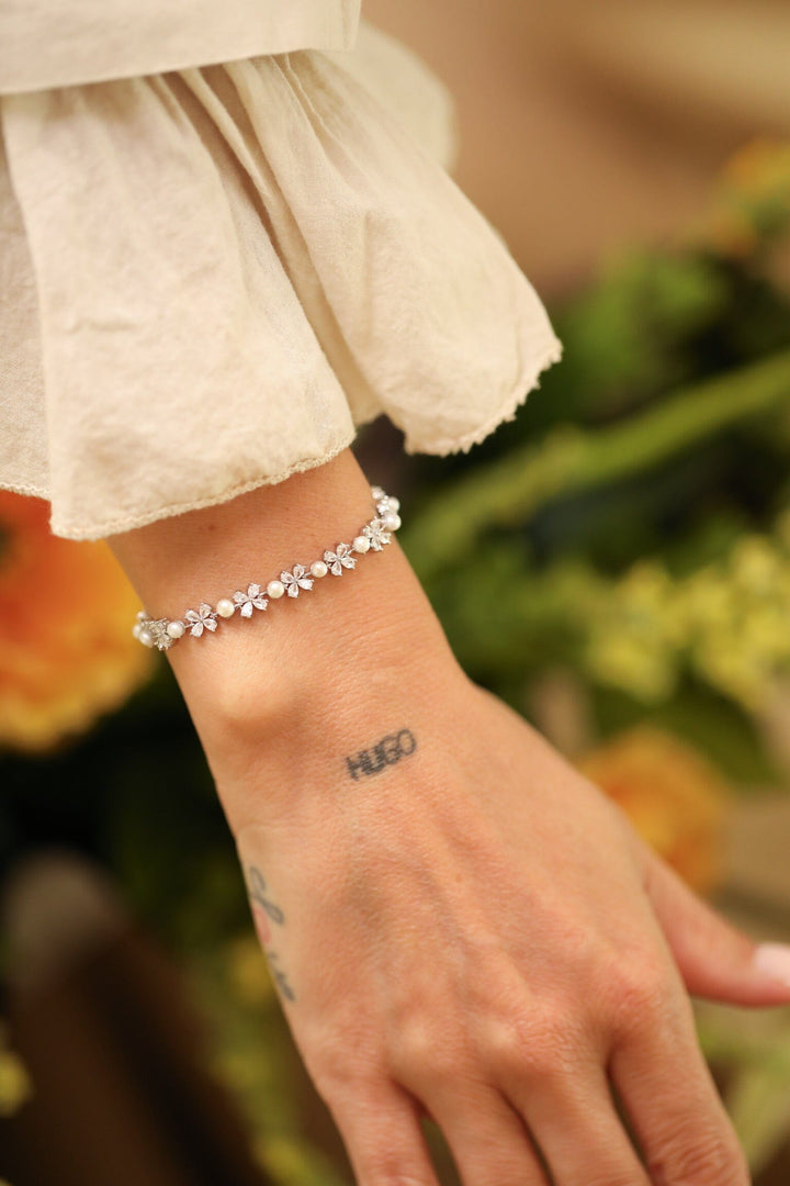 Rooted - Silver Daisy Bracelet - Forsølvet Armbånd 