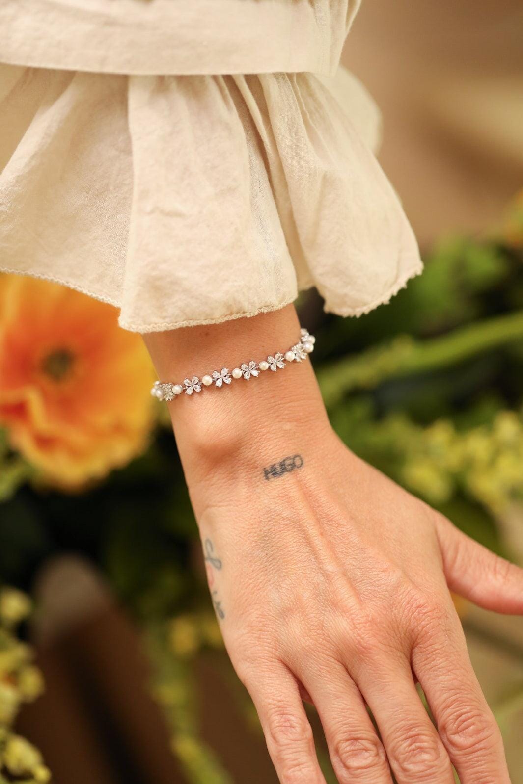 Rooted - Silver Daisy Bracelet - Forsølvet Armbånd 