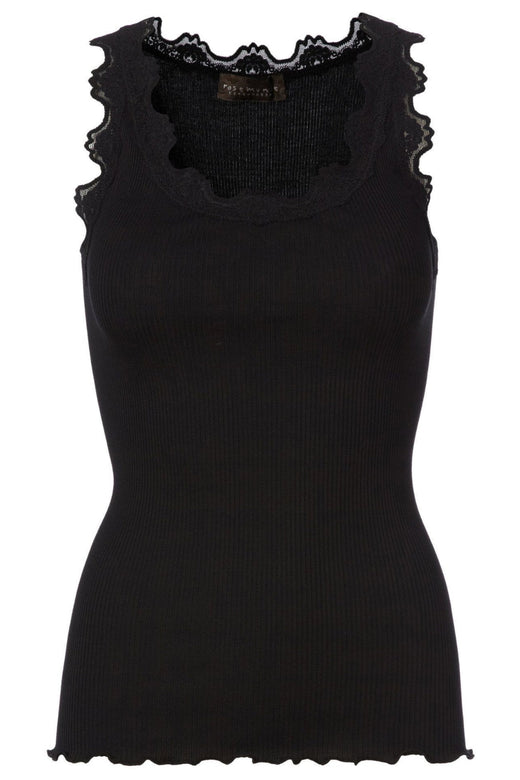 Rosemunde - Silk Top Regular w/ Vintage Lace - Black Toppe 