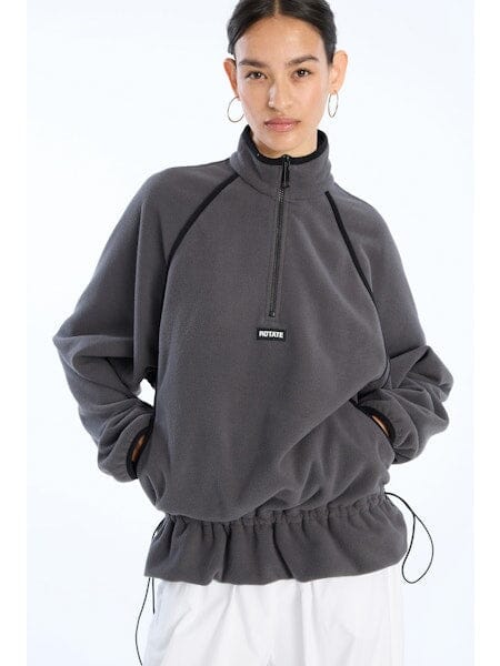 Rotate - Fleece Half Zip Jacket 1153681205 - 1205 Gray Pinstripe Fleece jakker 