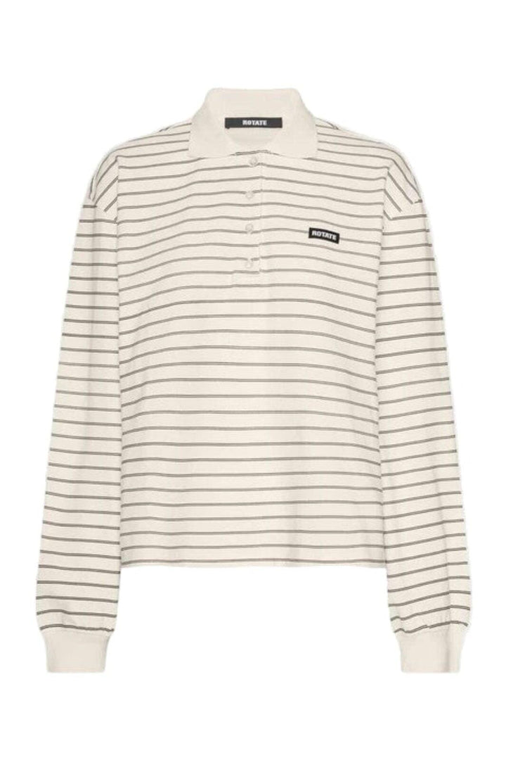 Rotate - Pique Longsleeve Polo 115641858 - Egret Comb. Bluser 