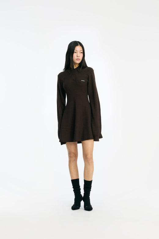 Rotate - Slinky Knit Polo 1151373118 - 3118 Shaved Chocolate Strikbluser 