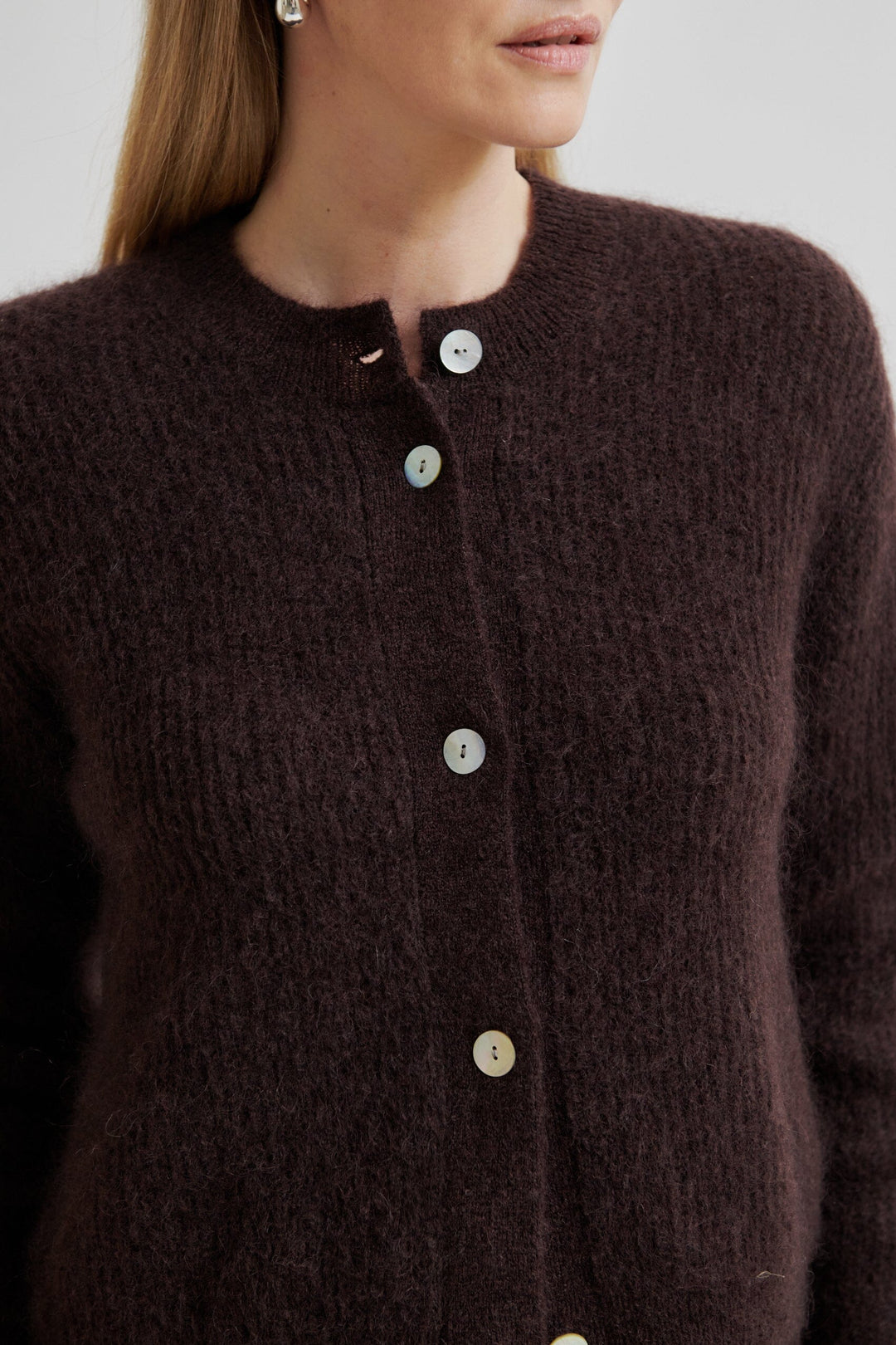 Second Female - Andrea Knit Rib LS Cardigan 60126 - 6156 Demitasse Cardigans 