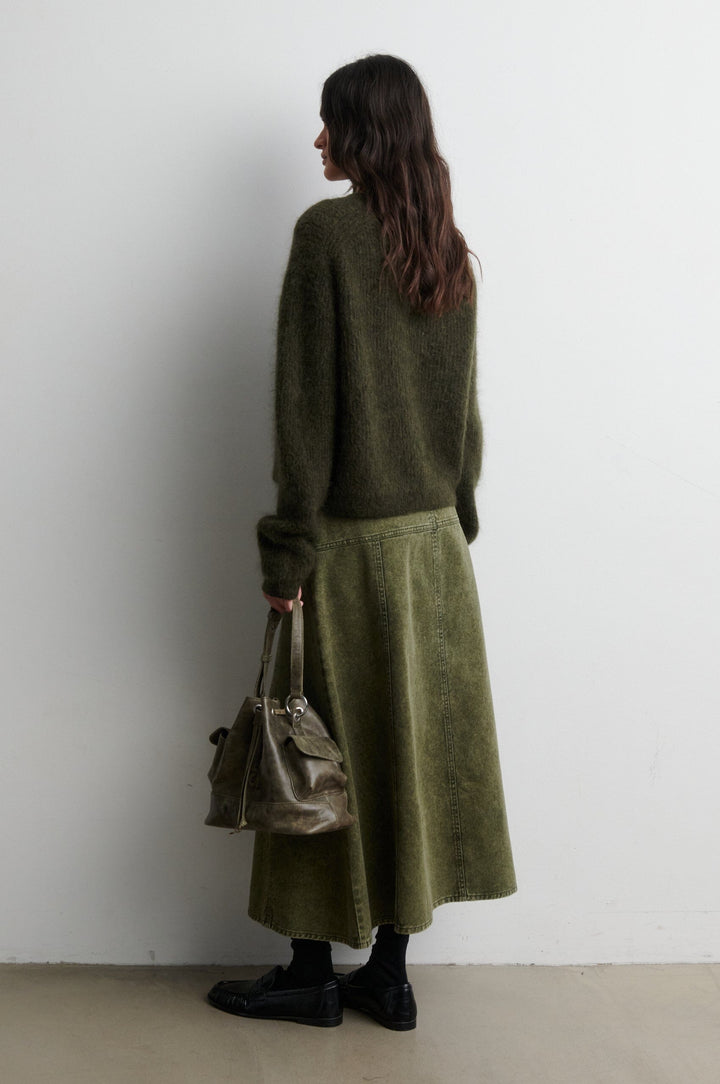 Second Female - Andrea Knit Rib LS Cardigan 60126 - 8004 Black Olive Cardigans 