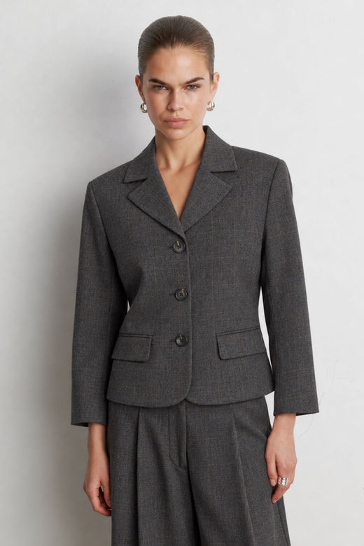 Second Female - Anjou Short Blazer 61931 - 7003 Dark Grey Melange 