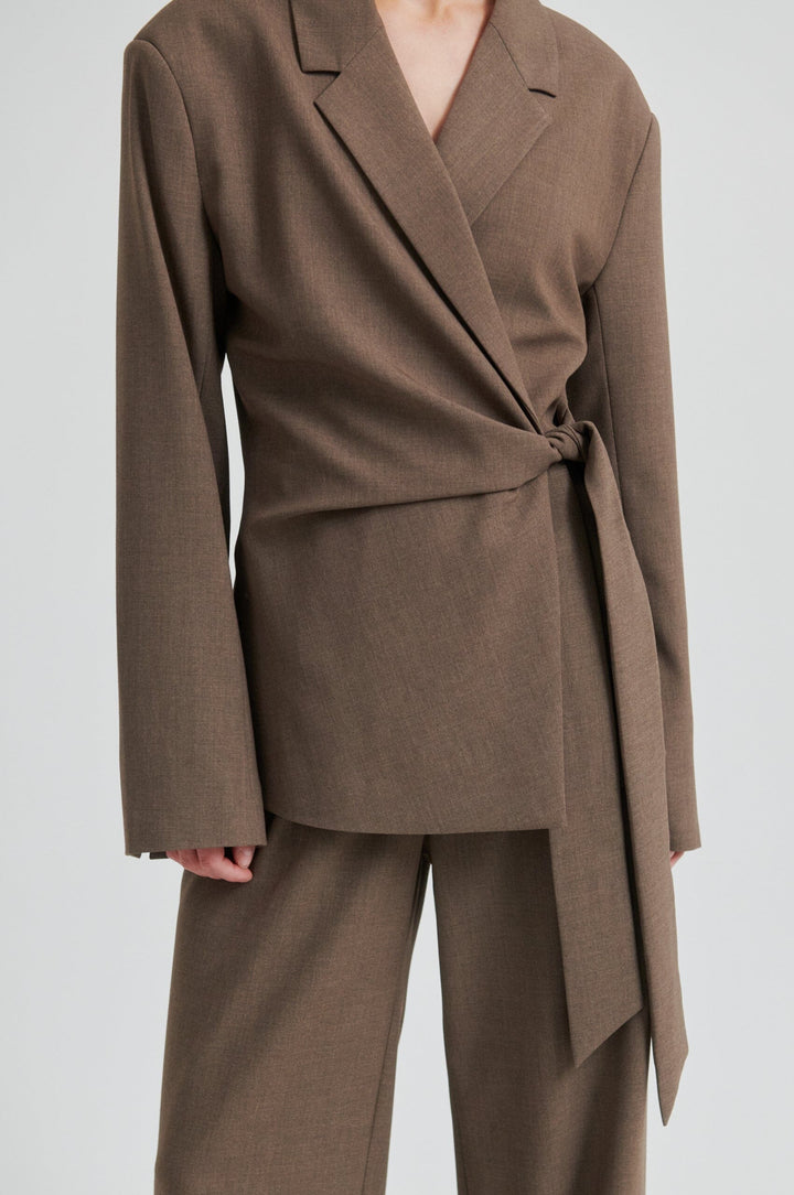 Second Female - Dakota Wrap Blazer 60407 - 6144 Mid Brown Melange Blazere 