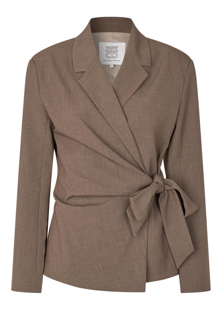 Second Female - Dakota Wrap Blazer 60407 - 6144 Mid Brown Melange Blazere 