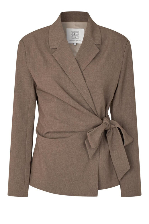 Second Female - Dakota Wrap Blazer 60407 - 6144 Mid Brown Melange Blazere 