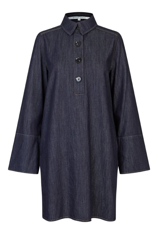 Second Female - Dera Denim Tunic Dress 60095 - 5998 Dark blue denim