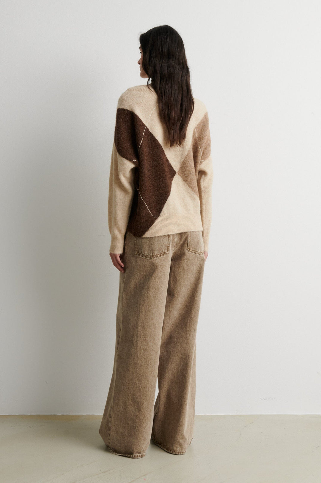 Second Female - Forca Knit V-Neck 61034 - 1041 Beige Melange Strikbluser 