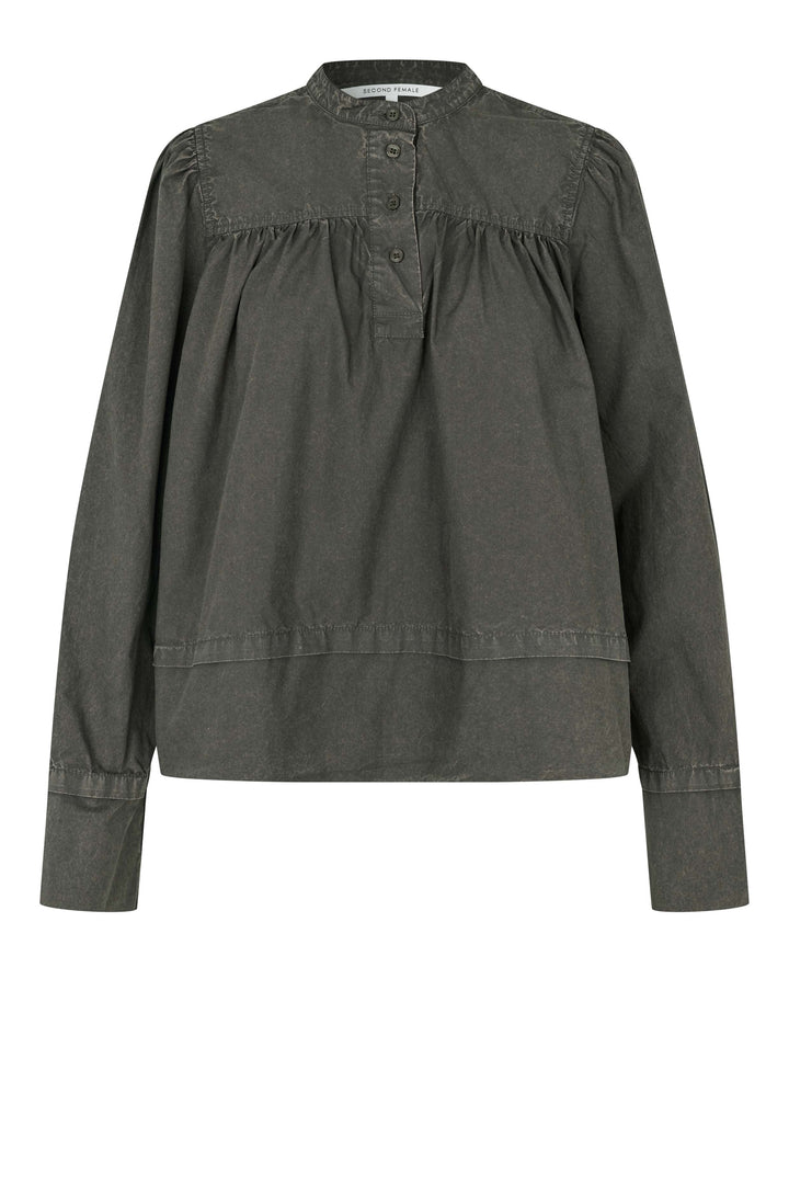 Second Female - Monts LS Blouse 60919 - 8004 Black Olive Bluser 
