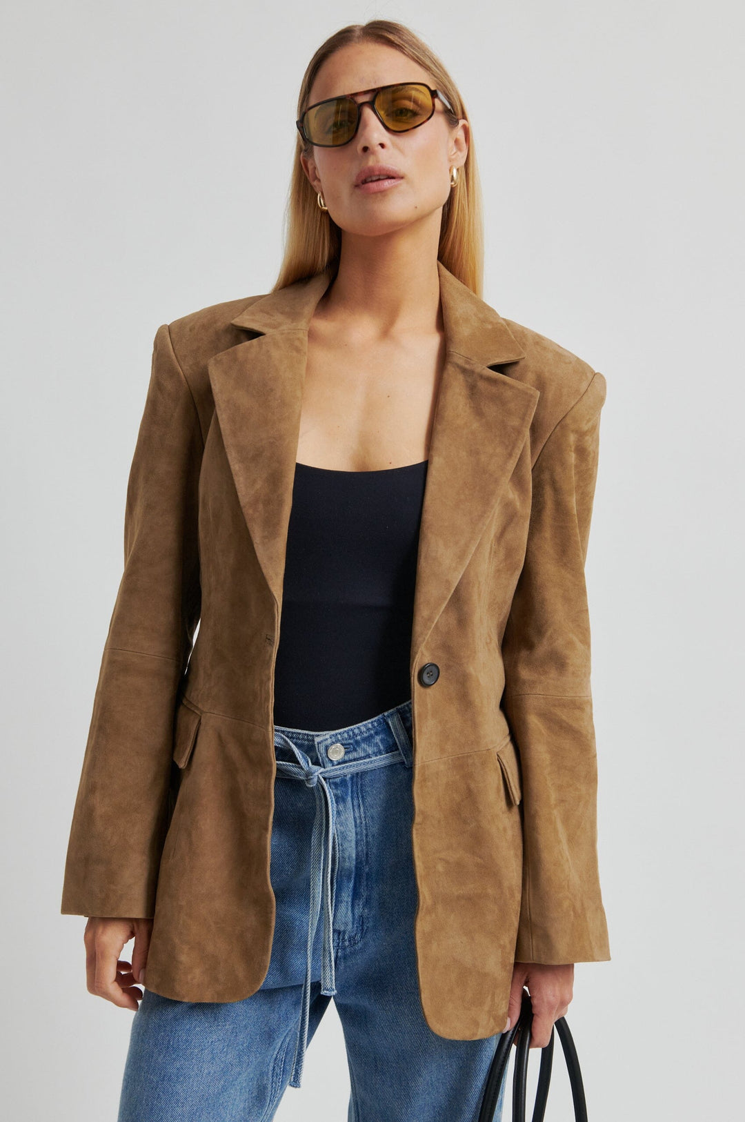 Second Female - Suellen Fitted Suede Blazer 60521 - 6152 Petrified Oak Blazere 