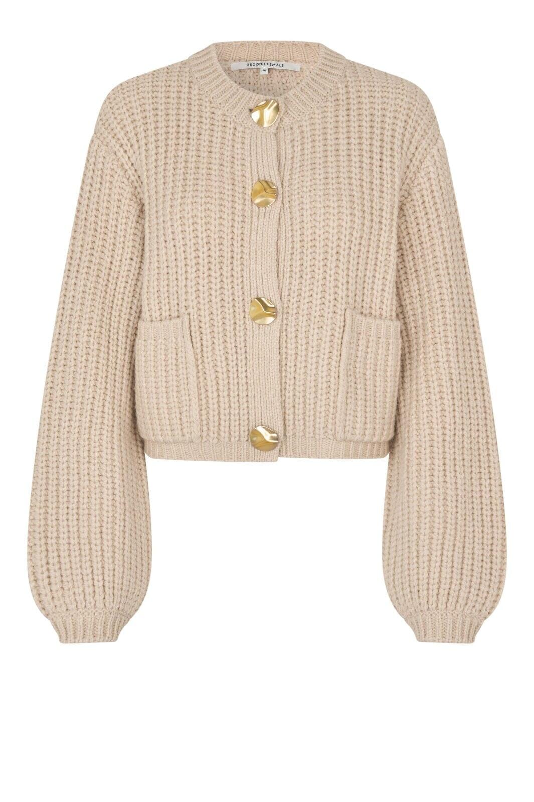Second Female - Ulrikke Knit Cardigan 60463 - 0512 Soft Beige Cardigans 