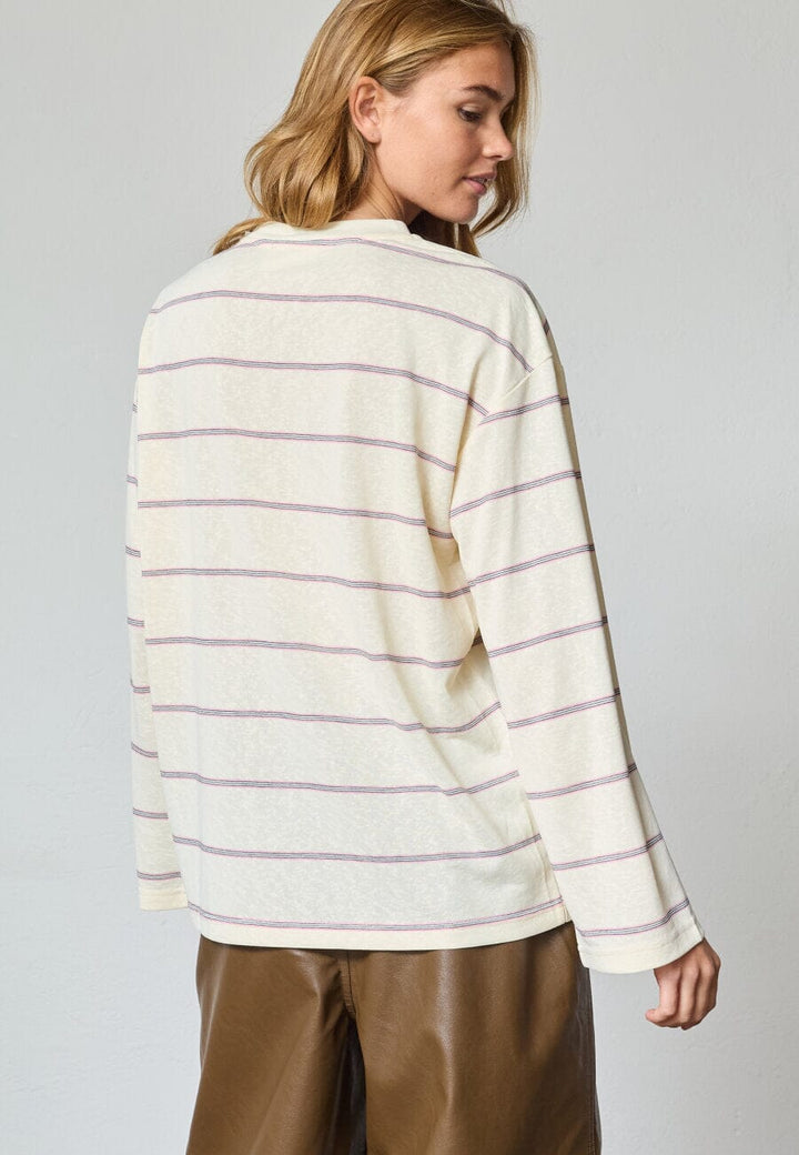 Sisters Point - Esther-Ls 19561 - 833 - Cream Stripe Bluser 