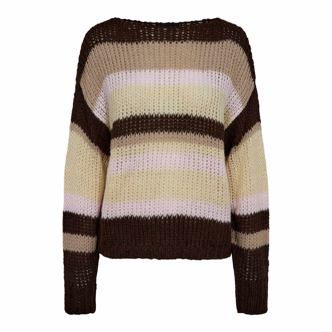 Liberte - Frodine Stripe Pullover 22261 - Choco Rose Ivory Stripe