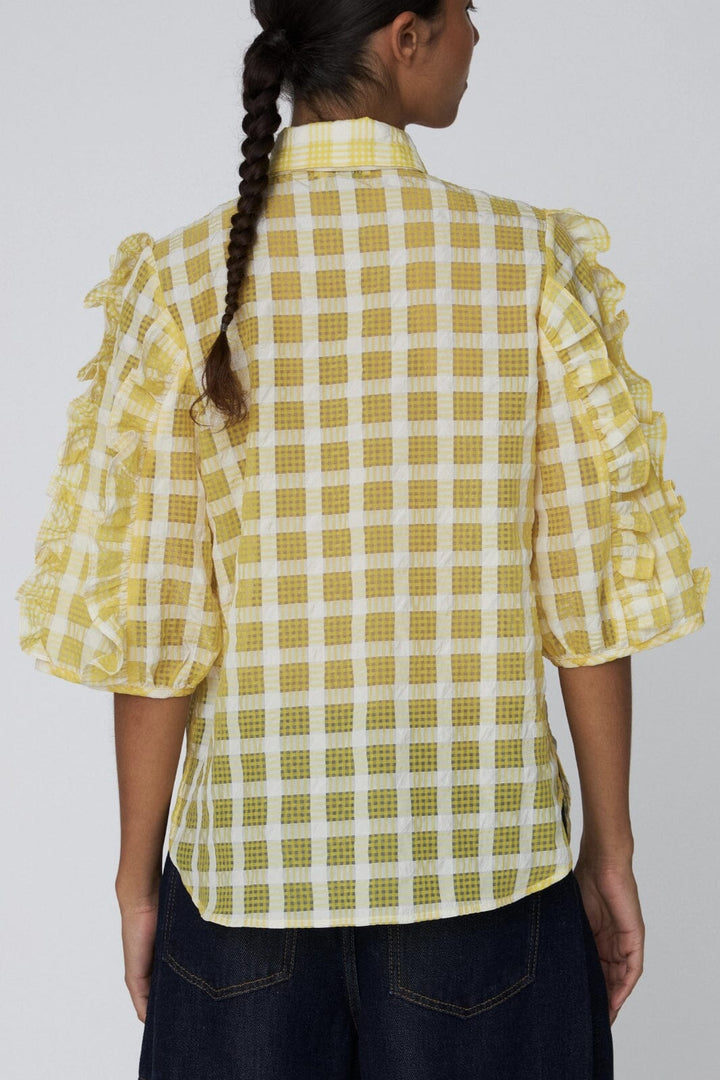 Stella Nova - Delicate Checked Frill Shirtde52-1170 - 146 Lovely Yellow