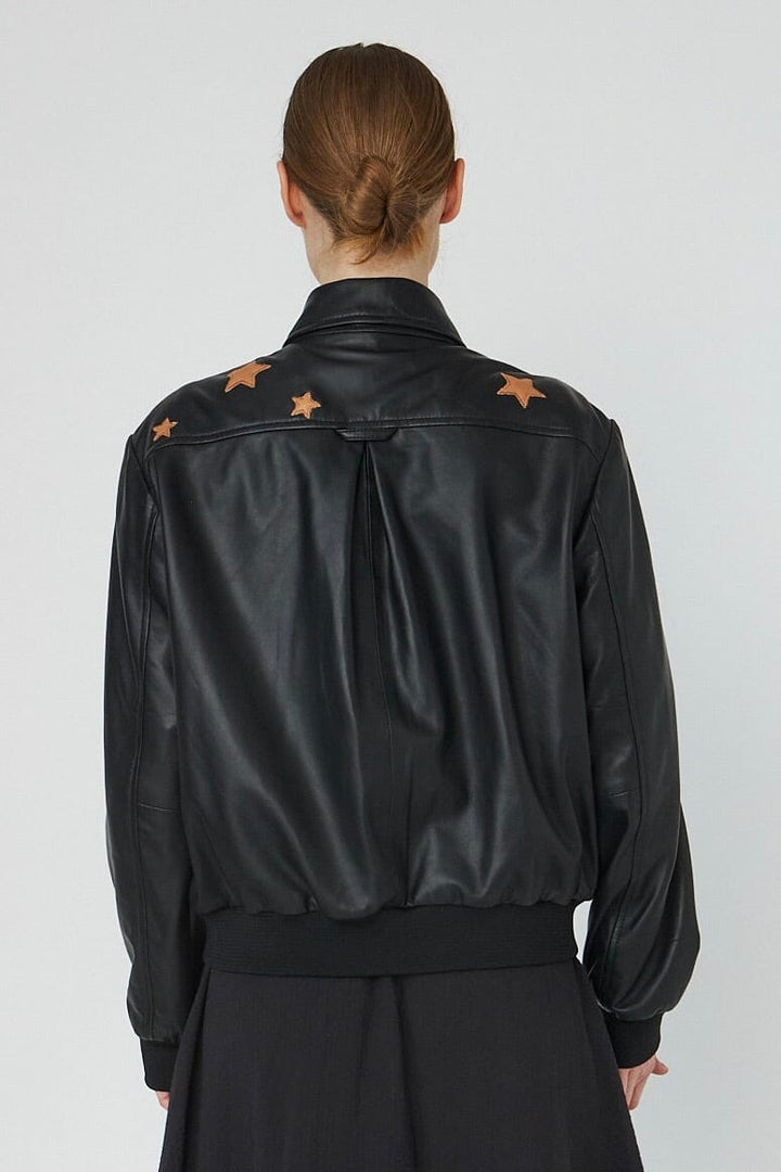 Stella Nova - Starlight Leather Bomber Jacketsl54-7328 - 999 Black Jakker 