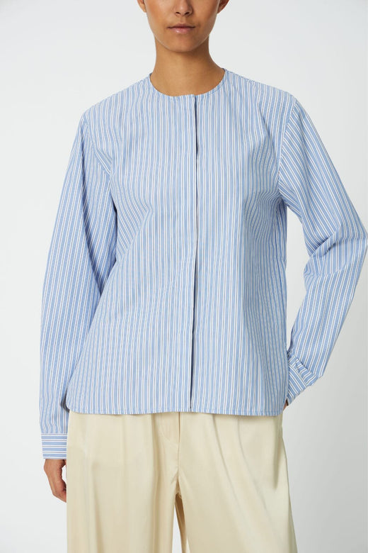 Stella Nova - Striped Scallop Bow Shirt Pc63-2579 - 023 White With Blue Stripes Skjorter 