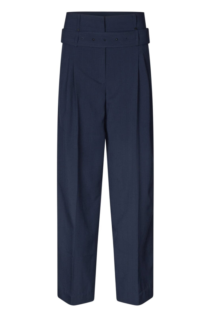 Stine Goya - 2435 Pinstripe Tailoring, Belted Tailored Pantssg-aw25-p113-2435 - Dark Blue