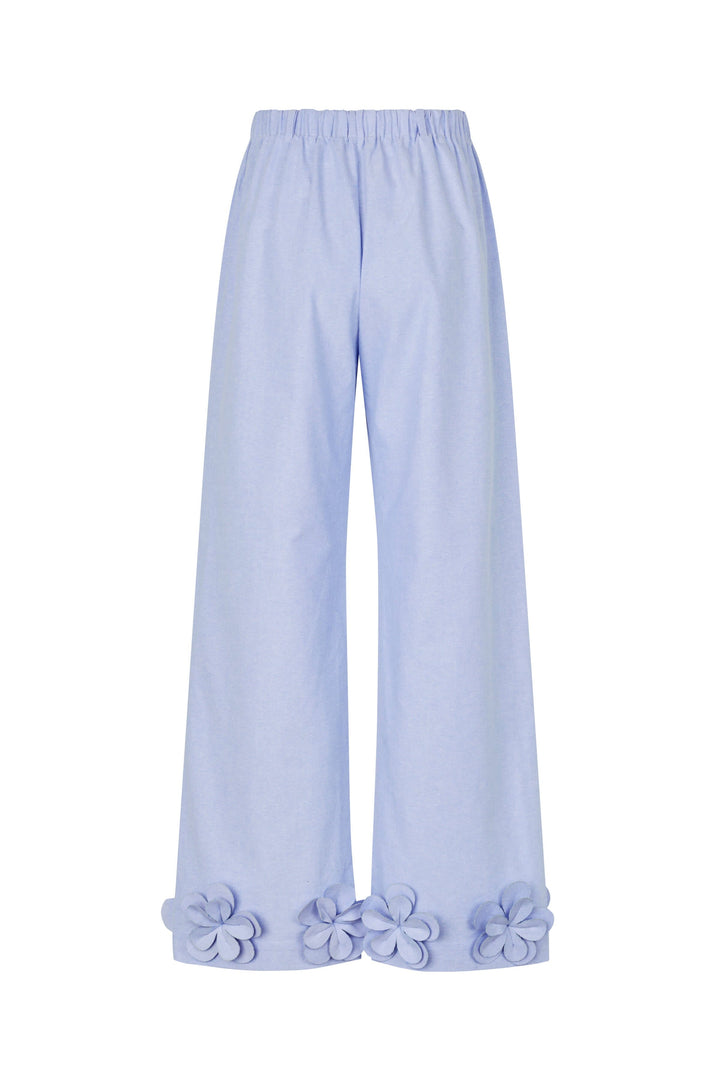 Stine Goya - 2464 Floral Shirting, Floral Elasticated Long Pantssg-ps26-p109-2464 - Brunnera Blue Bukser 