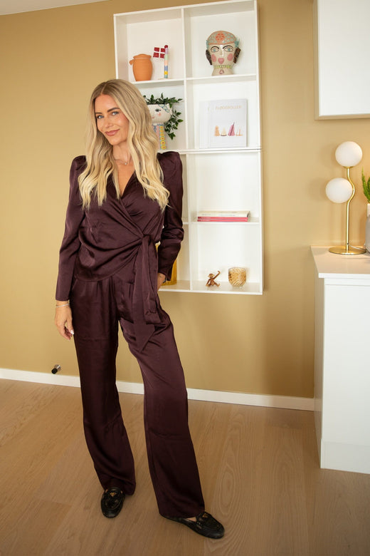 Valentin Studio - Comfy Pants Heavy Satin - Burgundy Bukser 