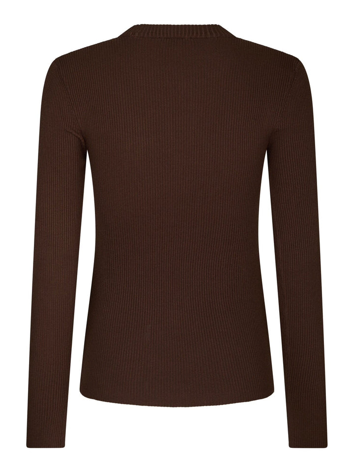 Valentin Studio - Gold Button Knit Blouse 160471 - 676 - Dark Brown Bluser 