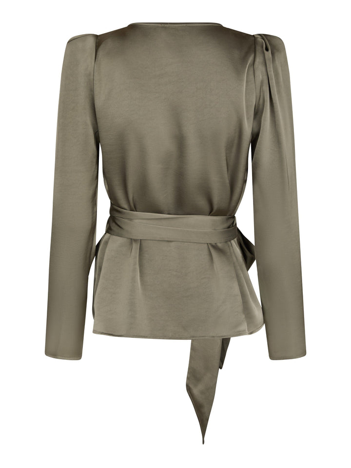 Valentin Studio - Josie Blouse Heavy Satin 160851 - 255 - Cold Army Bluser 