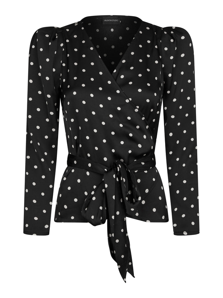 Valentin Studio - Josie Dot Blouse 167301 - 100 - Black Bluser 