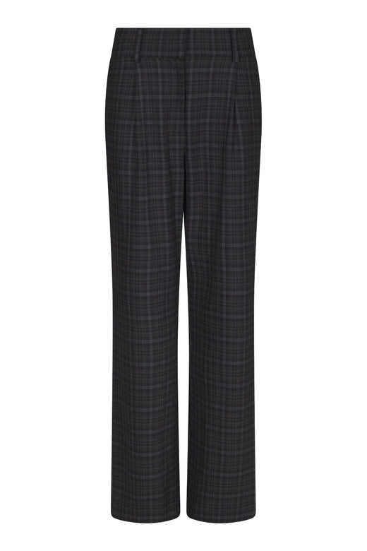 Valentin Studio - Pretty Check Pants Wide 169427 - 104 - Dark Grey Bukser 