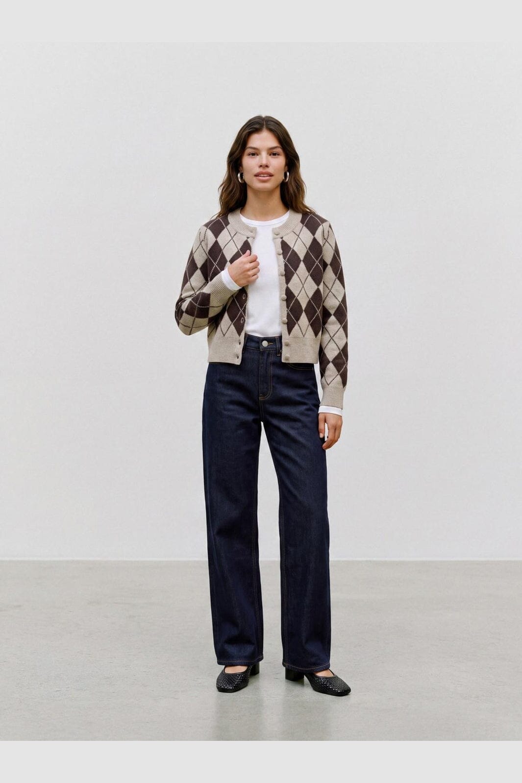 Vero Moda - Vmhalo Ls O-Neck Argyle Cardigan Boo - 5107731 Birch Choclate Torte
