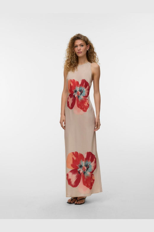 Vero Moda - Vmreba Hibisca Ankle Sl Dress - 4988246 Cement Hibisca Placement