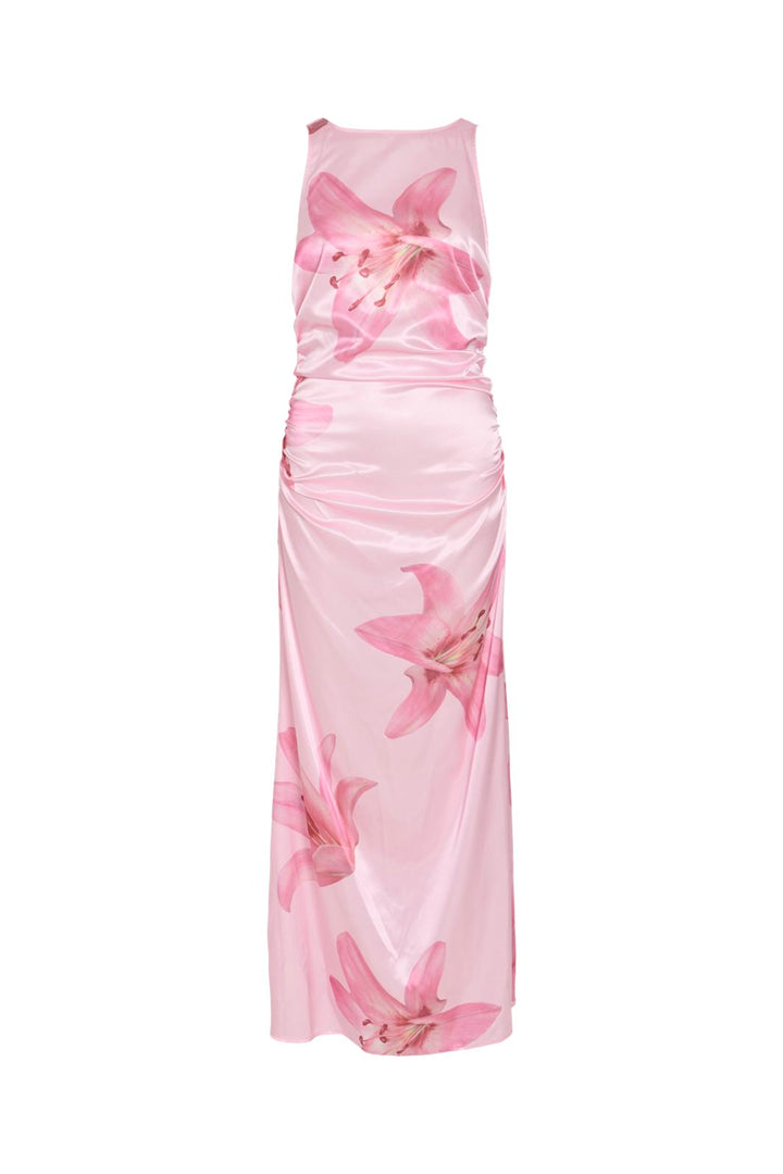 Vila - Viivory S/L U-Neck Ankle Dress/Dc/Ka - 4998948 Cherry Blossom Sea Pink Flowers