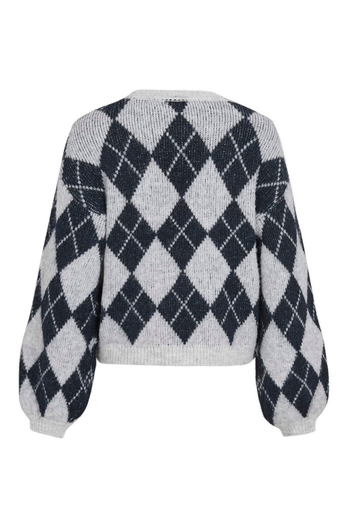Vila - Vikarley L/S Knit Pullover - 5102174 Light Grey Melange Navy Blazer