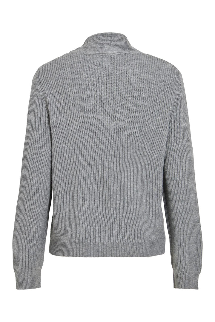 Vila - Viril Highneck L/S Tie Detail Knit-Noos - 5105138 Medium Grey Melange