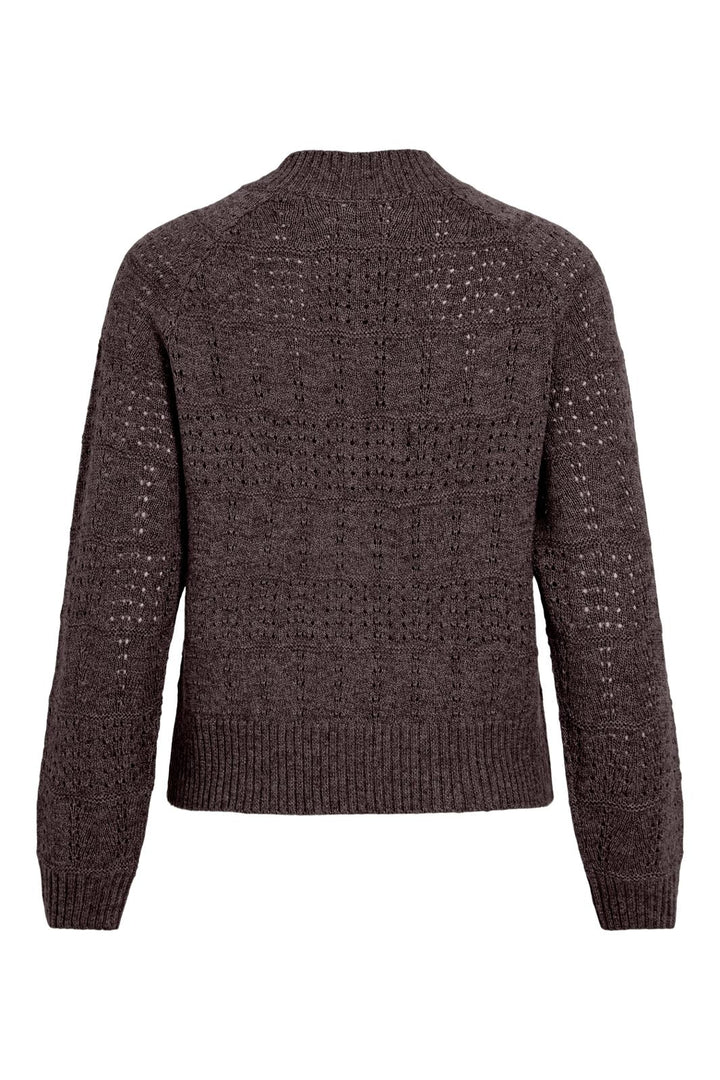 Vila - Visapna O-Neck L/S Knit Cardigan/Pb - 5210679 Raisin Melange