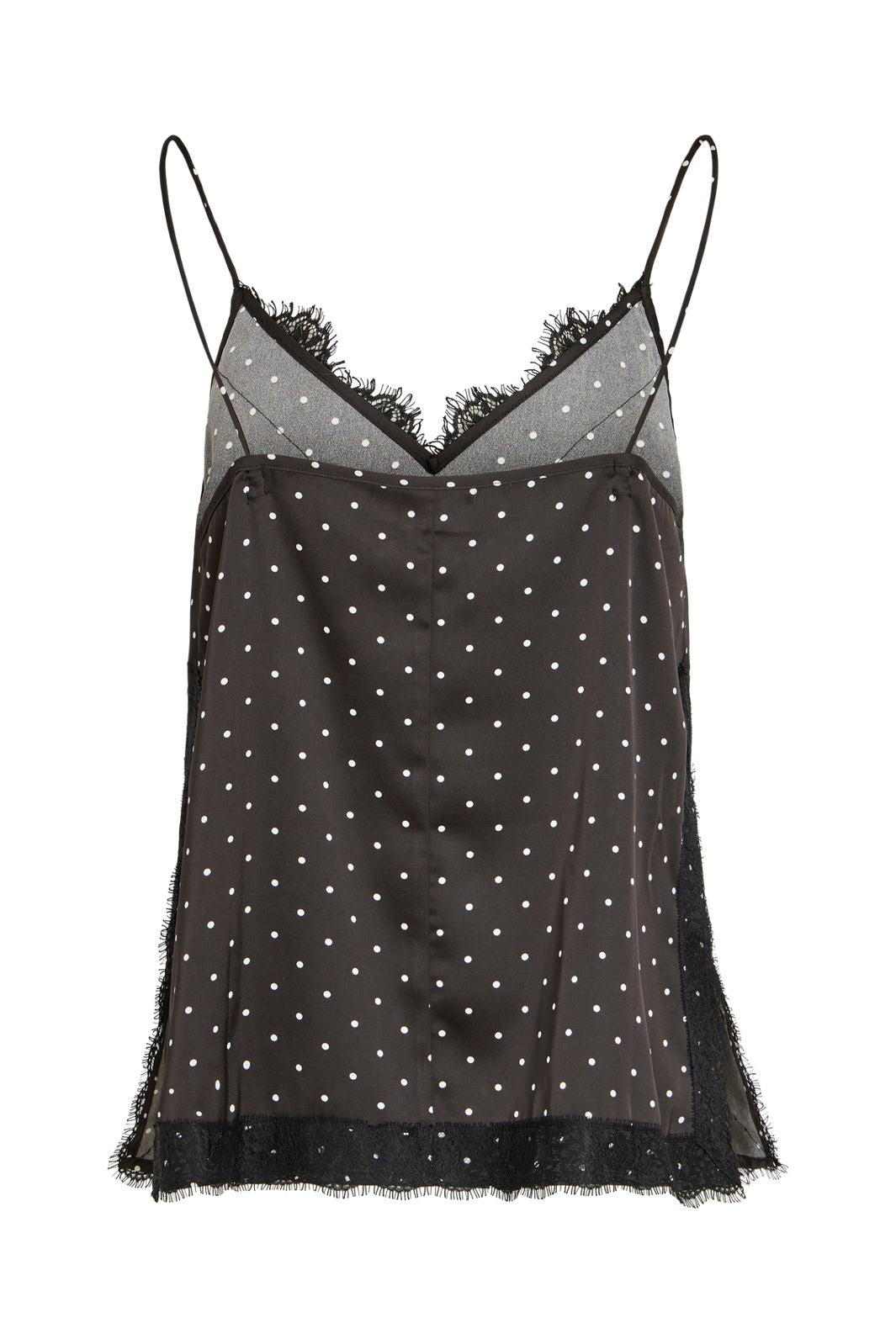 Vila - Visia S/L Dot Lace Top - 5165171 Black White Dots