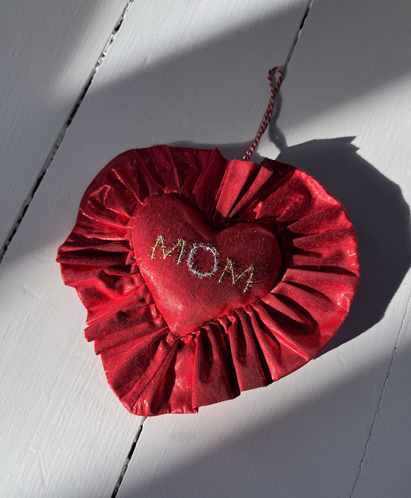 Sissel Edelbo - Ruffle Heart Ornament Se 2125 - Metallic Red