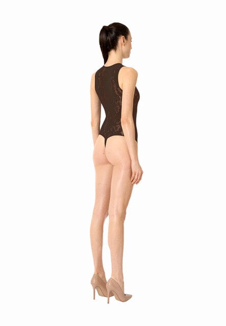Wolford - Infinite Rose Net String Body 79349 - 4870 Dark Wood Bodystockings 