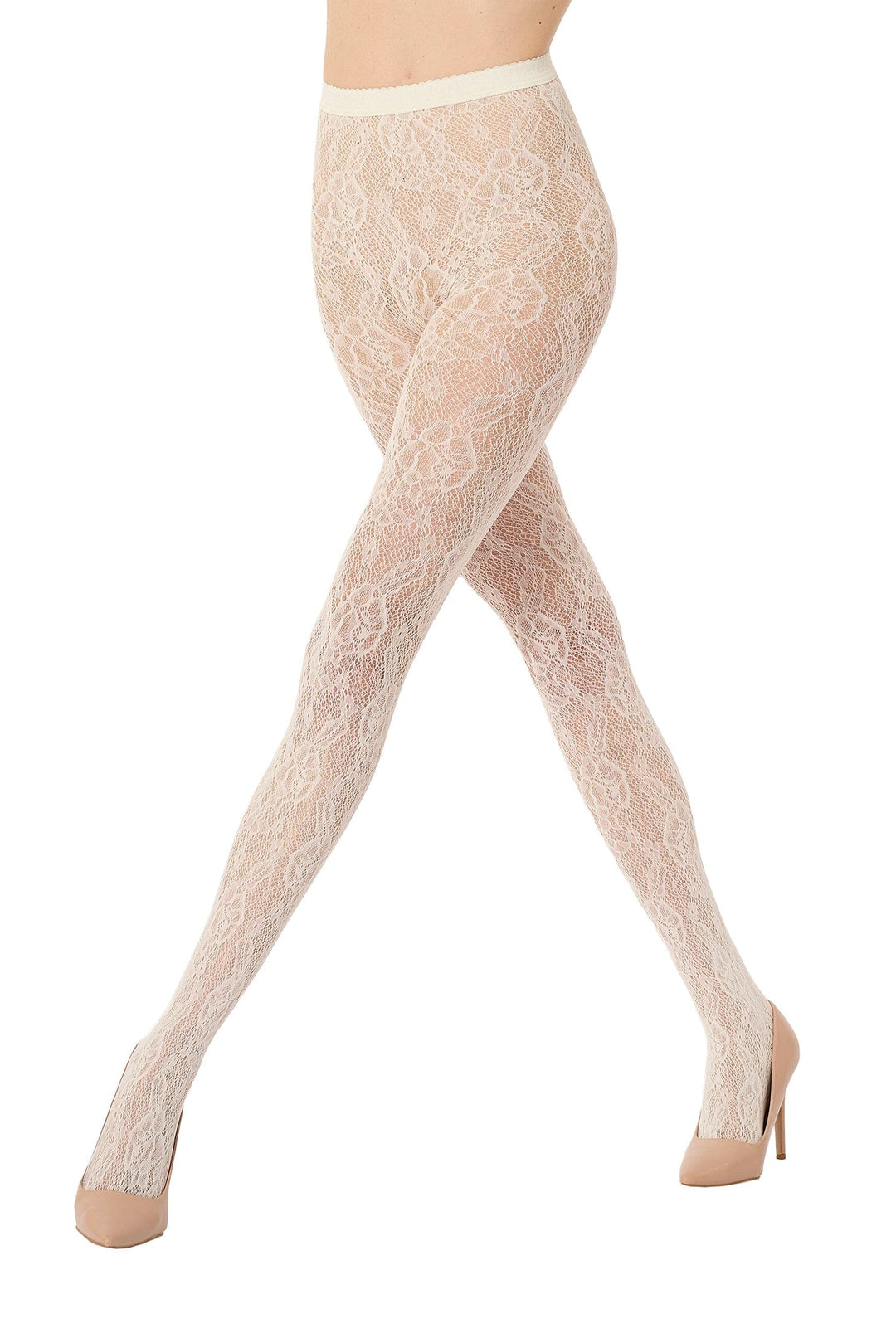 Wolford - Infinite Rose Net Tights 19478 - 1168 Whipped Cream Strømpebukser 