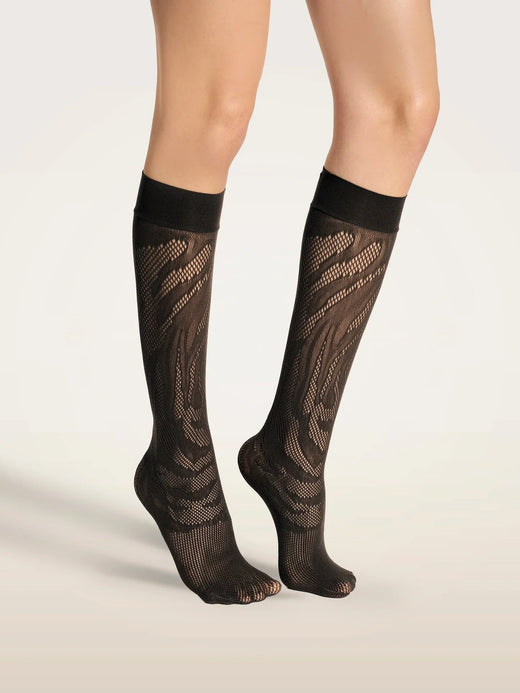Wolford - Rosebloom Net Knee-highs 31800 - 7005 Black 