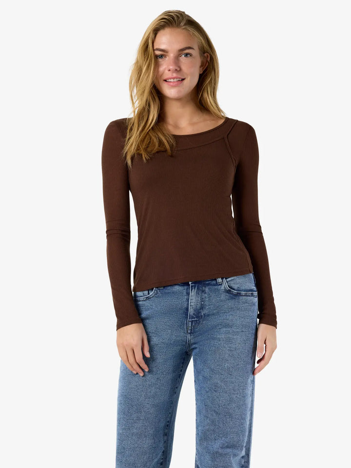 Noisy May - Nmnusa L/S Doublelayer Top - 5144780 Chocolate Brown