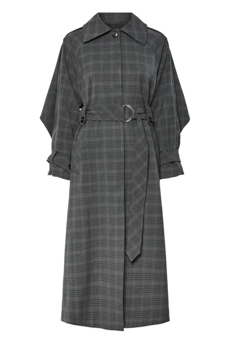 Y.A.S - Yascicco Ls Long Coat - 4887412 Dark Grey Melange W. Black