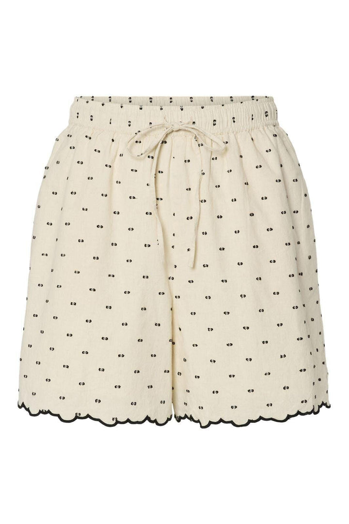 Y.A.S - Yasdobby Shorts - 4693518 Gardenia Black Dobby Dots