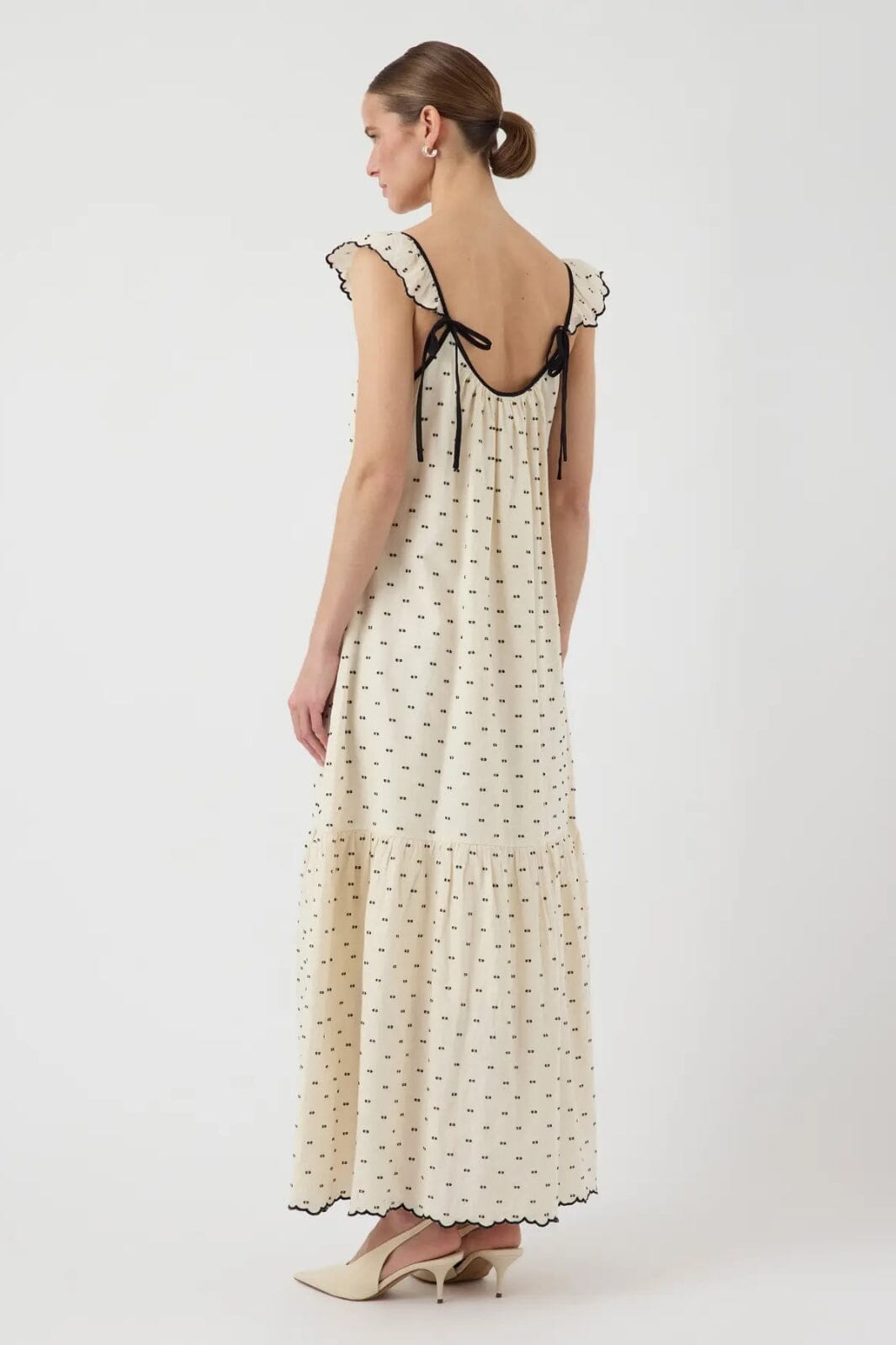 Y.A.S - Yasdobby Sl Ankle Dress - 4693522 Gardenia Black Dobby Dots