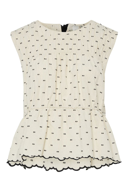 Y.A.S - Yasdobby Sl Top - 4693119 Gardenia Black Dobby Dots