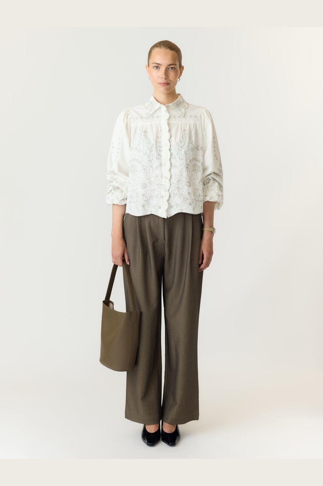 YAS - Yasgreya Ls Embroidered Shirt Story - 5202102 Star White W Emb
