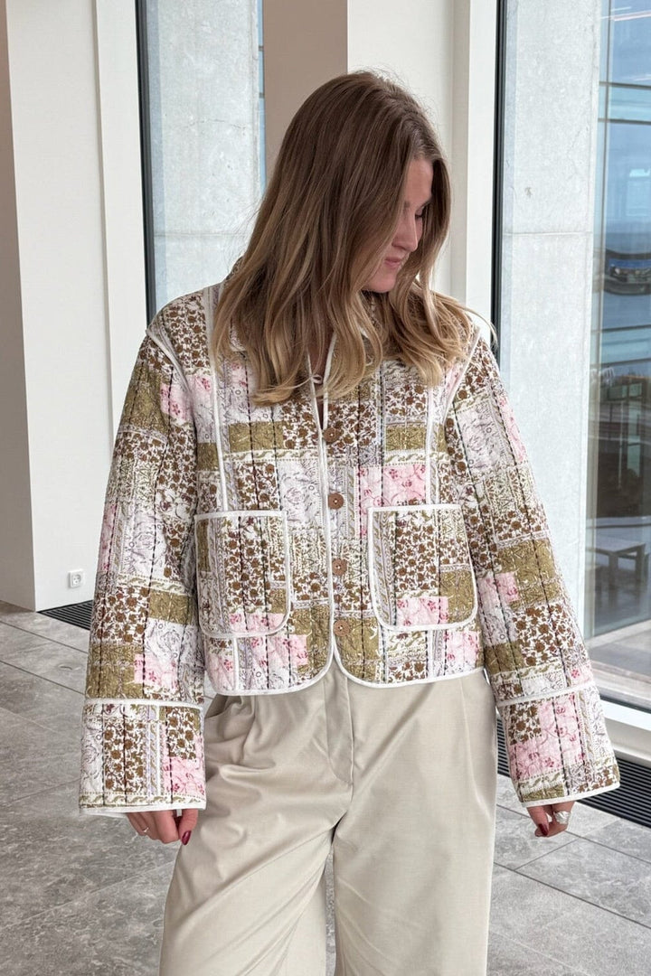 YAS - Yaslori Ls Quilted Jacket Fest - 5057018 Mango Mint W. Lori Print Jakker 